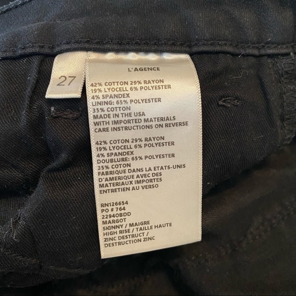 L’Agence Margot High Rise Skinny Distressed Black Jeans - 27 - Picture 6 of 14